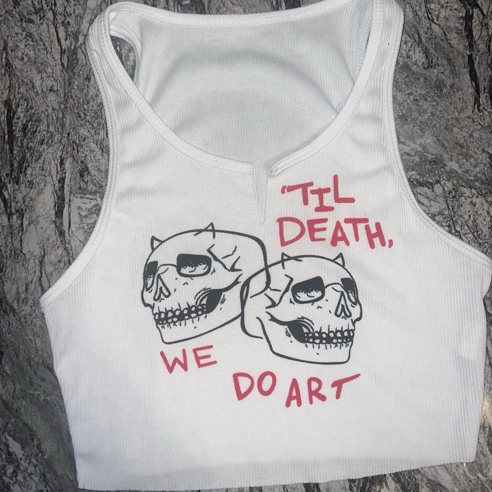 White Skull Art Tank Top